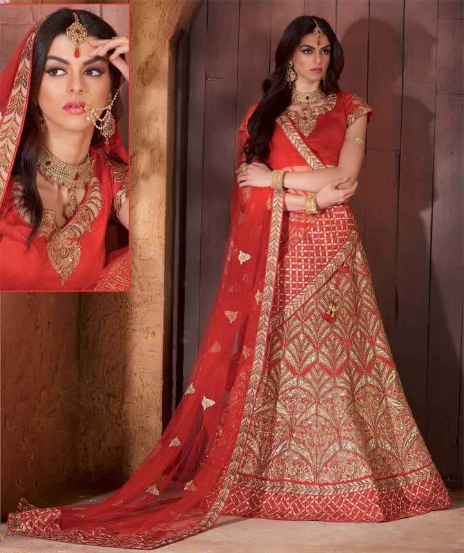 Banarasi Saree Red Colour For Karva Chauth