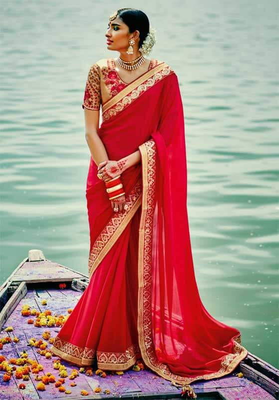 Buy Red Sarees for Women by Anjaneya Sarees Online | Ajio.com