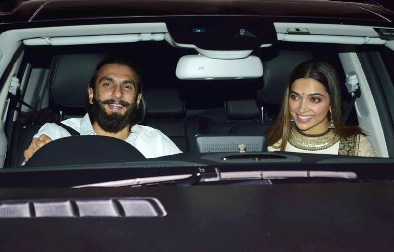 Bollywood actors Ranveer Singh and Deepika Padukone during filmmaker Karan Johar's party, in Mumbai, India on April 8, 2017. (Sanket Shinde/ SOLARIS IMAGES)