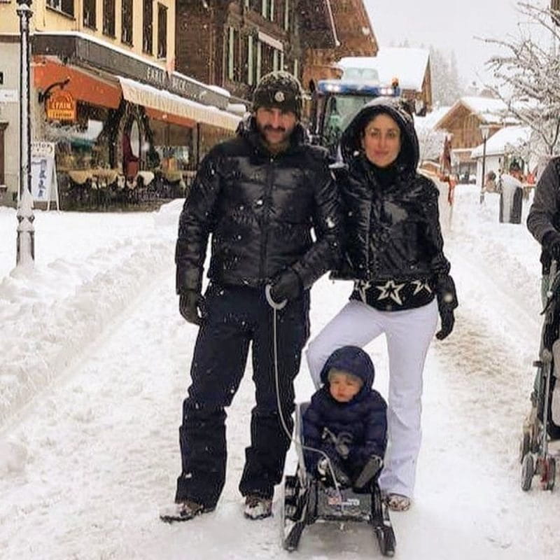 Latest Photo of Kareena, Saif & Taimur in Switzerland