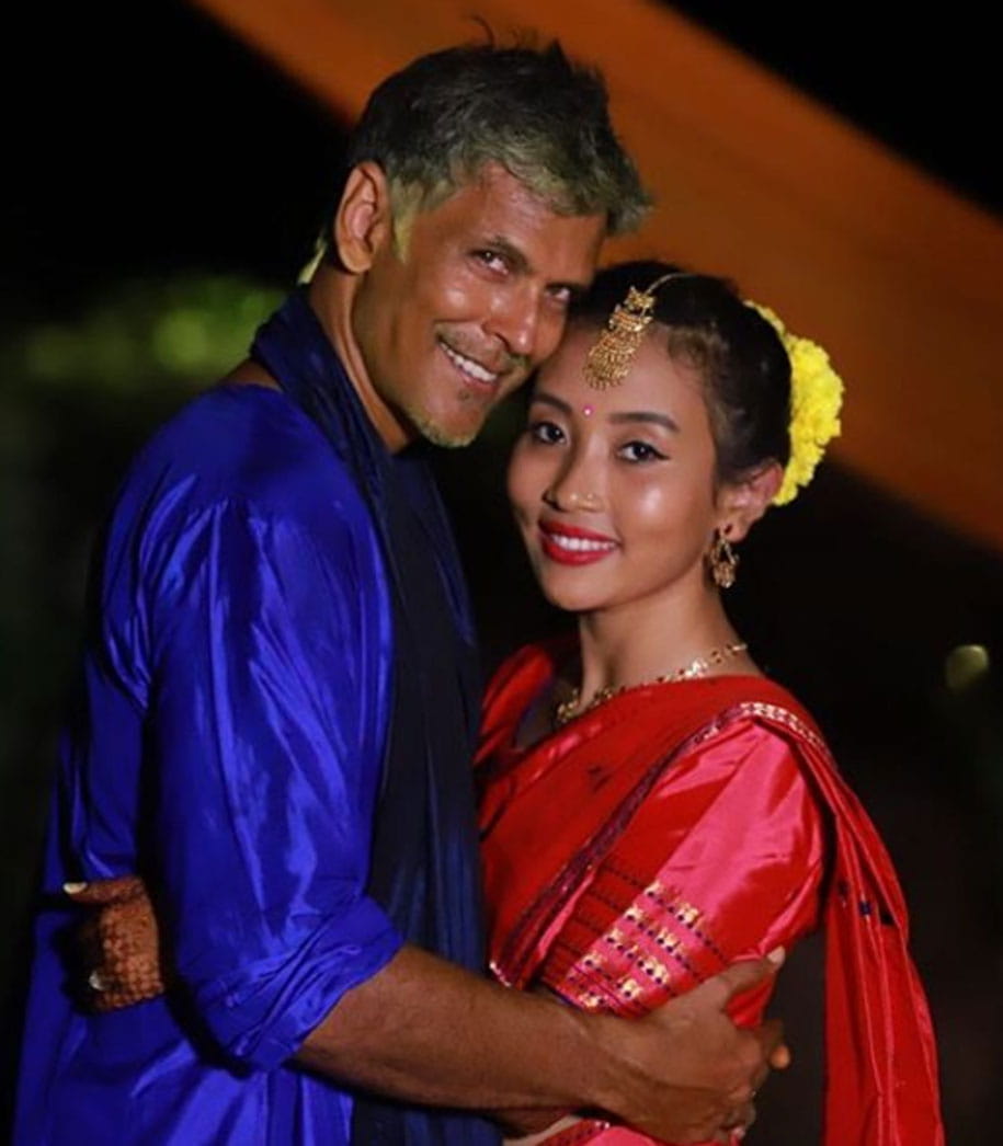 Milind Soman, Ankita Konwar, married couple, wedding pics