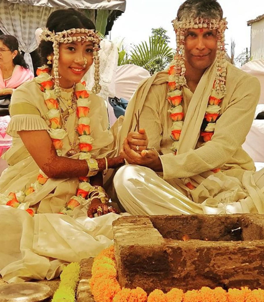 Milind Soman, Ankita Konwar, married couple, wedding pics