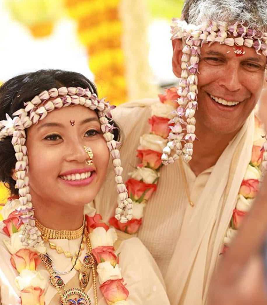 Milind Soman, Ankita Konwar, married couple, wedding pics