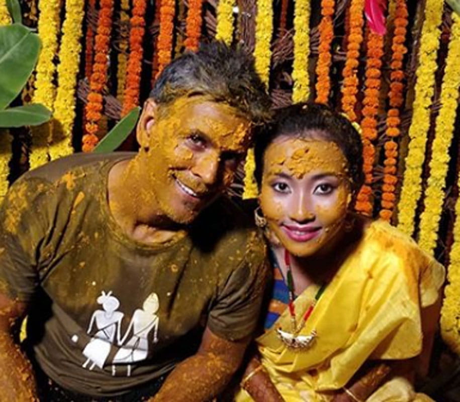 Milind Soman, Ankita Konwar, married couple, wedding pics