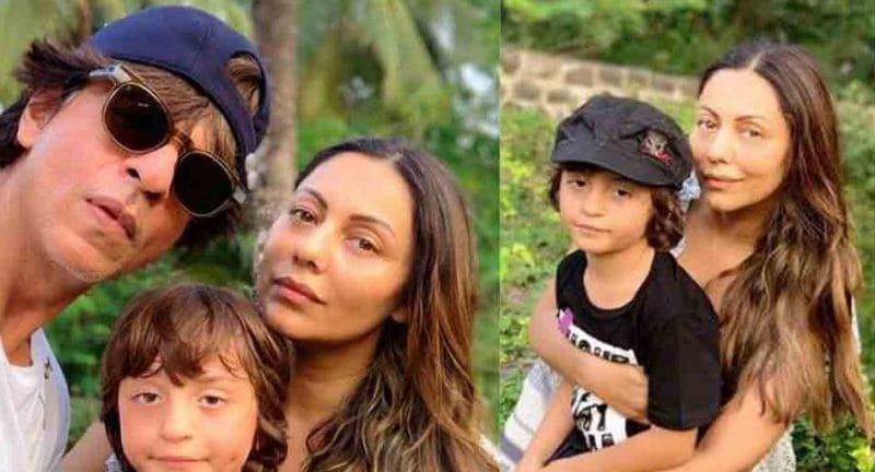 Gauri,Shah Rukh Khan and son AbRam