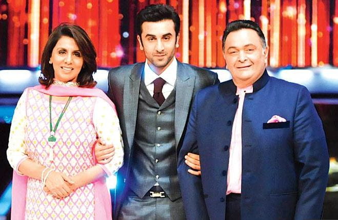 Ranbir Kapoor with parents Rishi Kapoor, Neetu Kapoor