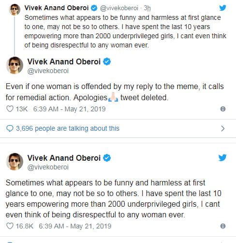 Vivek Oberoi's Tweet