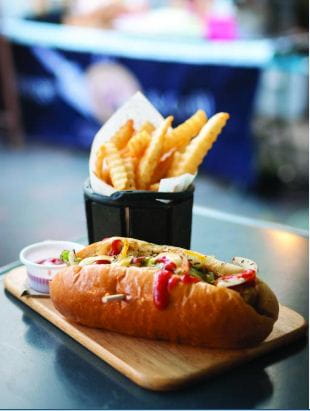 Schezwan Noodle Hot Dog