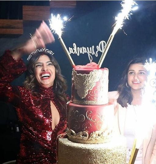 Priyanka Chopra’s Red And Gold Birthday Cake