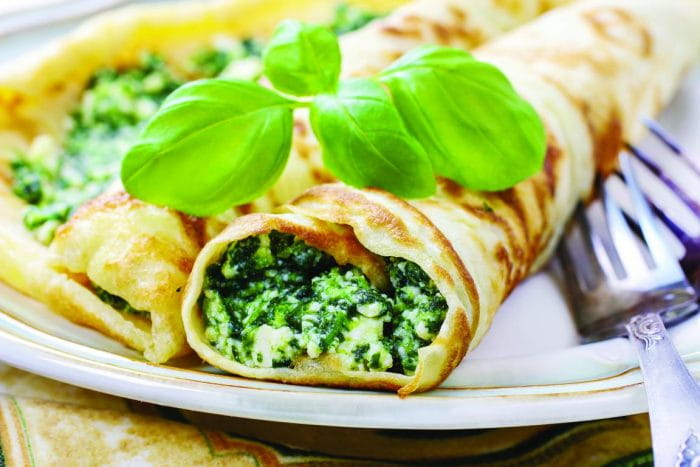 Spinach and Feta Crepes