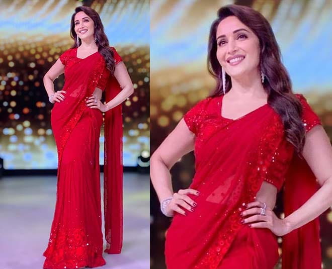 madhuri dixit red gown