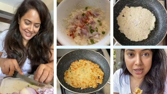 Actress Sameera Reddy Made Rice Rotla Recipe With Leftover Rice