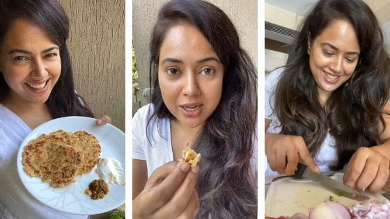 Actress Sameera Reddy Made Rice Rotla Recipe With Leftover Rice