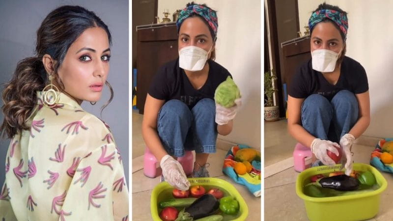 Hina Khan The Right Way To Clean Vegetables and  Fruits To Avoid Corona