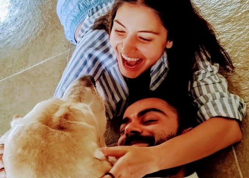 Anushka Sharma Virat Kohli with there pet