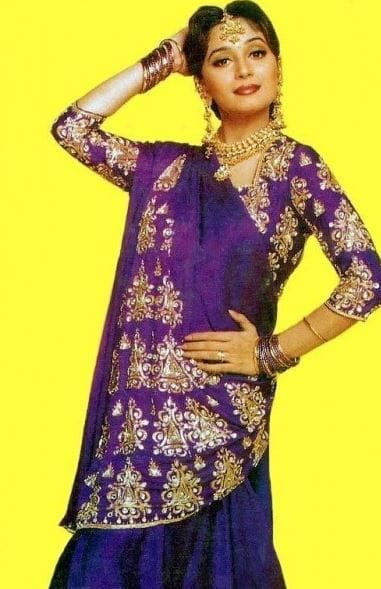 Madhuri Dixit - Purple Saree-Film Maine Pyar Kiya Famous Clothes