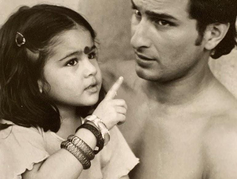 Sara Ali kHan with father Saif Ali Khan childhood pic