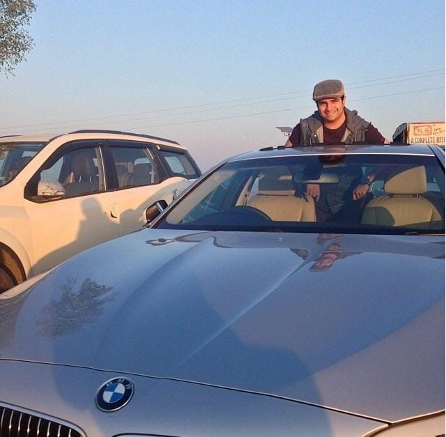 karan mehra with his luxury car BMW