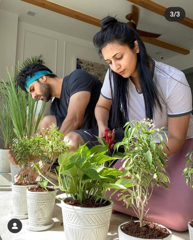 Divyanka Tripathi Gardening At Home With Husband Vivek Dahiya