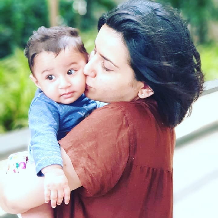 Priya Ahuja with her son