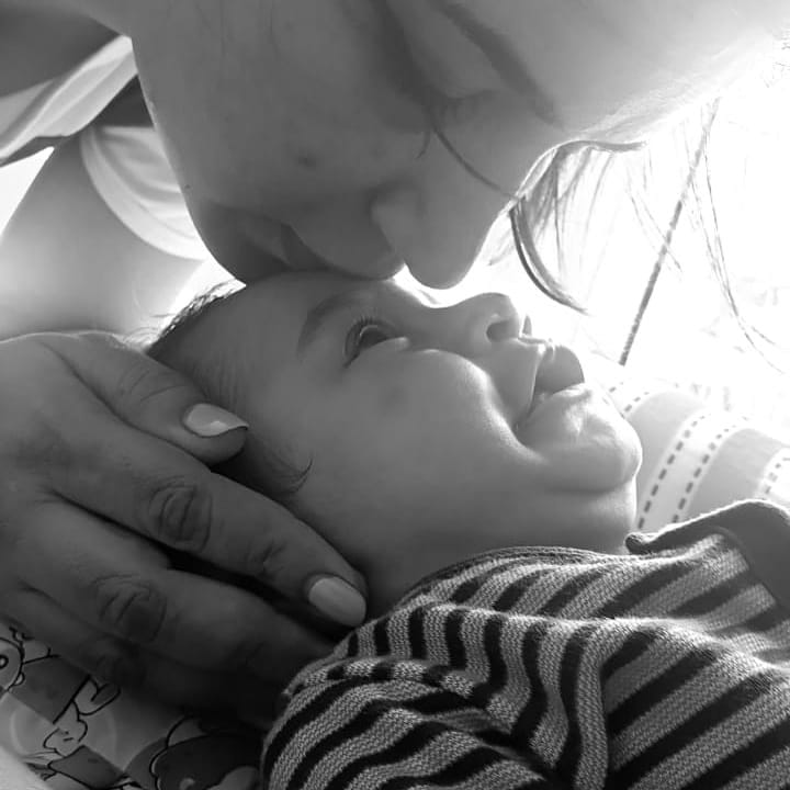 Priya Ahuja with her son