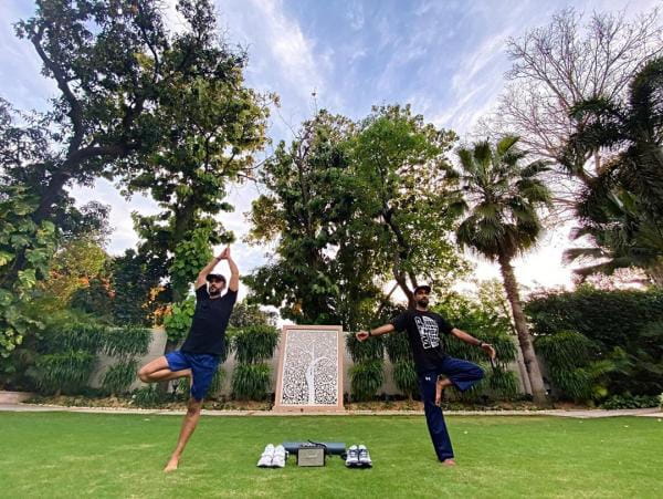 Anand Ahuja doing yoga