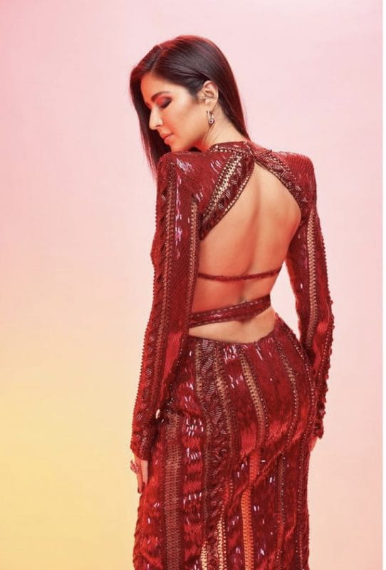 Katrina kaif in red backless dress