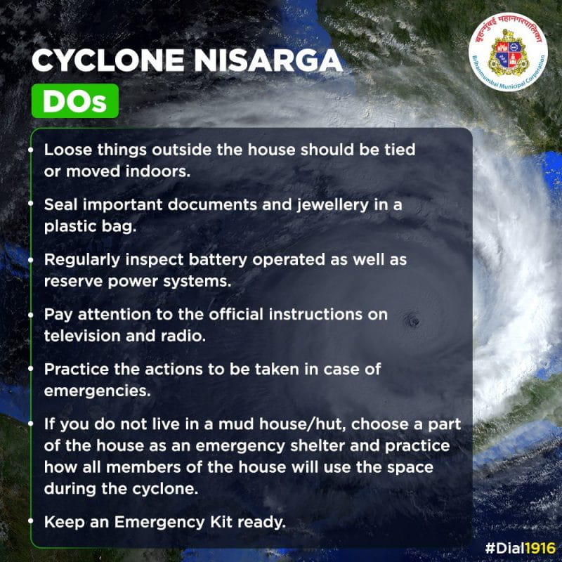 cyclone nisarga bmc message