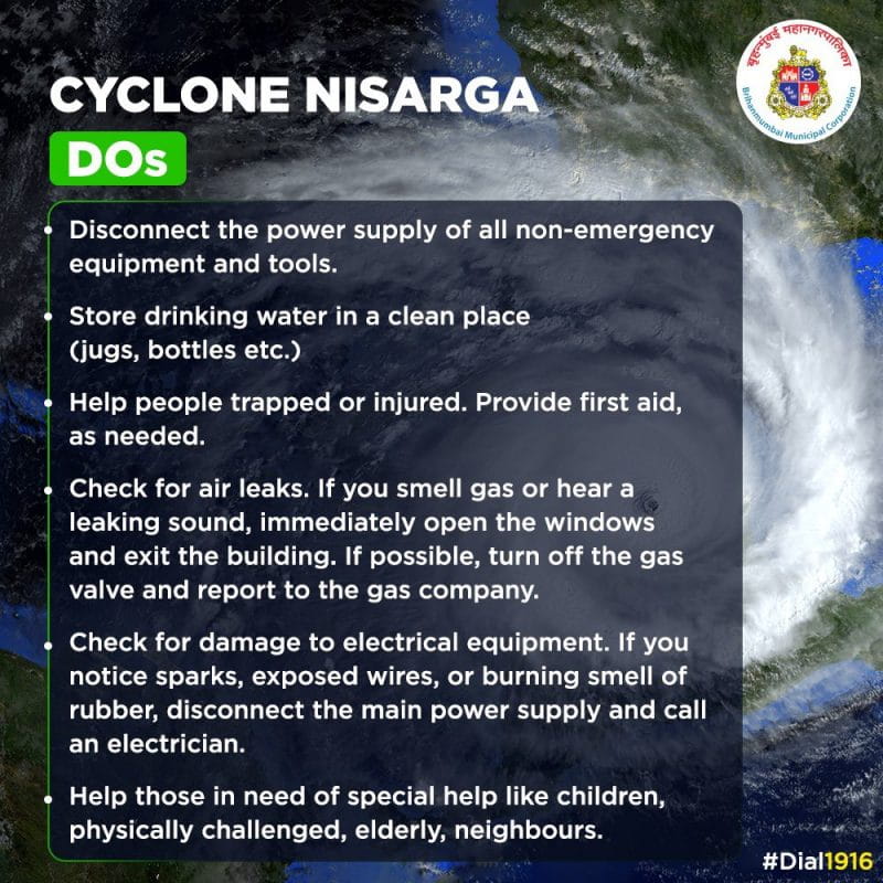 cyclone nisarga bmc message