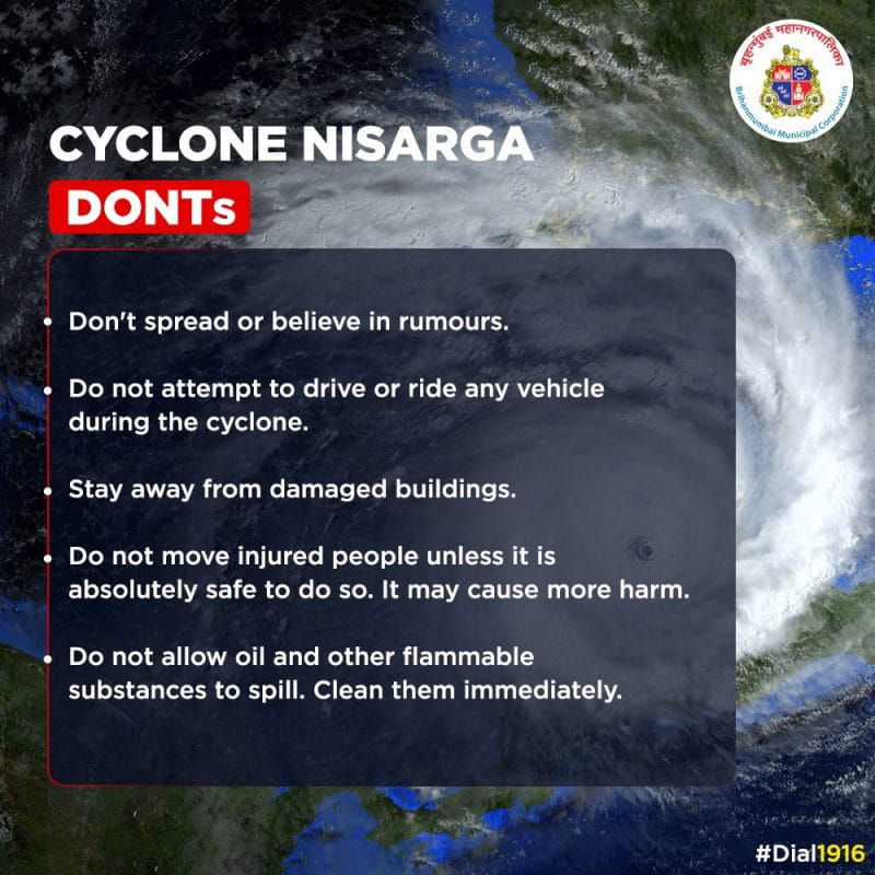 cyclone nisarga bmc message