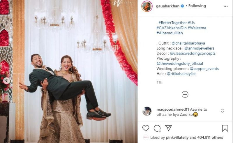 Gauahar Khan Lifts Hubby Zaid Darbar