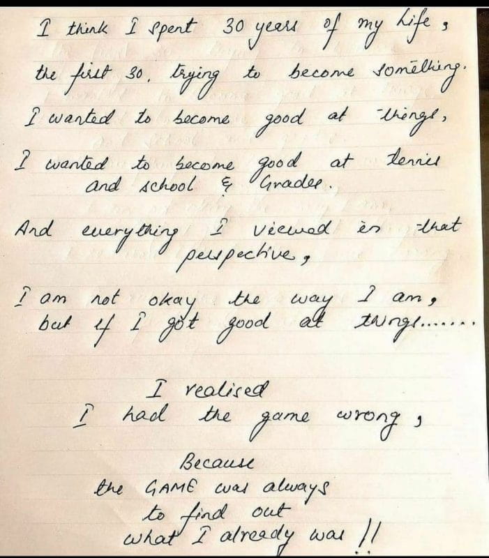 Sushant's Handwritten Letter