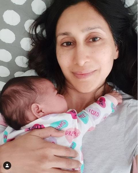 Teejay Sidhu With Her Newborn Daughter