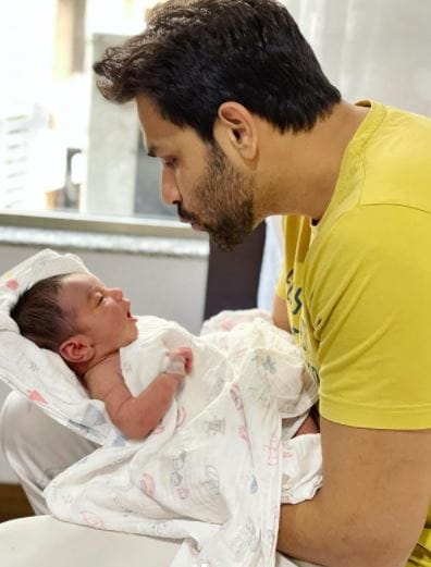 Naman Shaw With His New Born Baby