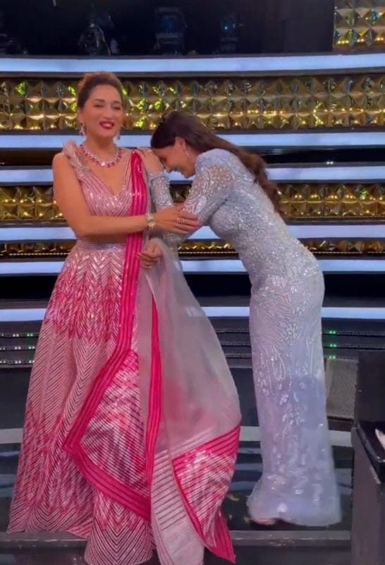 Nora Fatehi with Madhuri Dixit