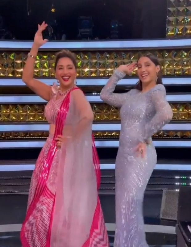 Nora Fatehi with Madhuri Dixit