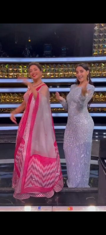 Nora Fatehi with Madhuri Dixit