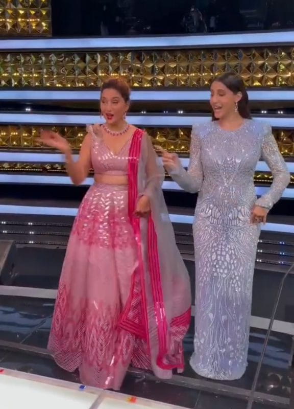 Nora Fatehi with Madhuri Dixit