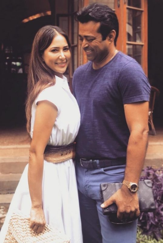 Kim Sharma with Leander Paes