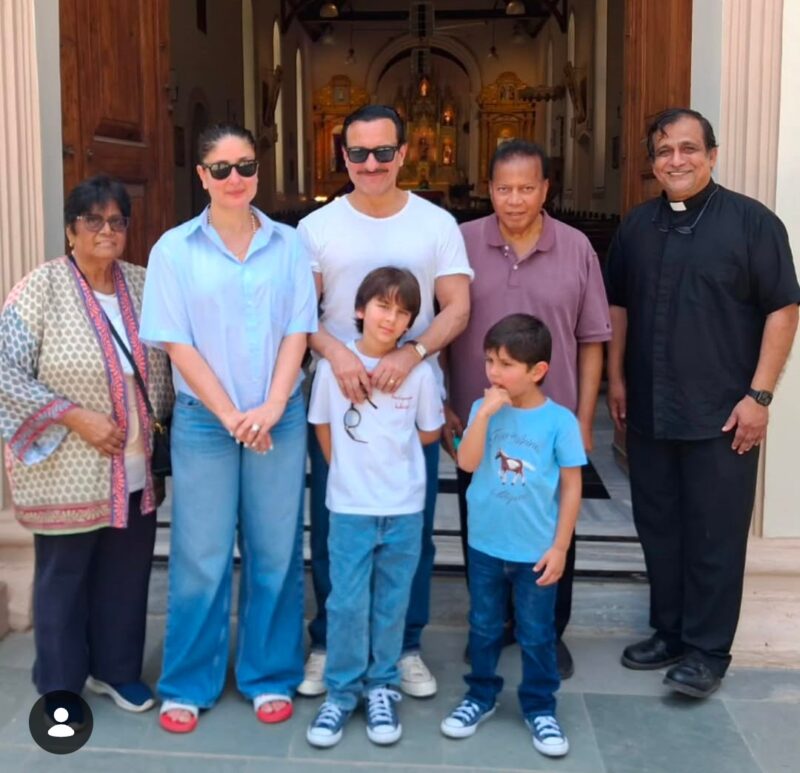 Kareena Kapoor, Saif Ali Khan with Taimur and Jeh